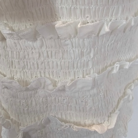 Audrey‎ Lane Cottage Peasant White Smocked Ruffle Flutter Sleeve Top Size XL - Picture 5 of 7